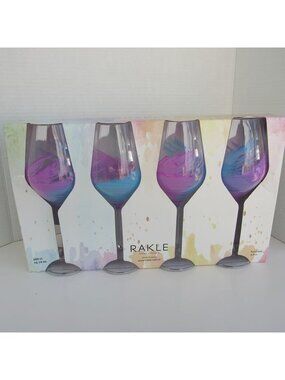 RAKLE REFINED GLASSWARE GOBLET WINE GLASSES Made In Turkey Ocean Waves